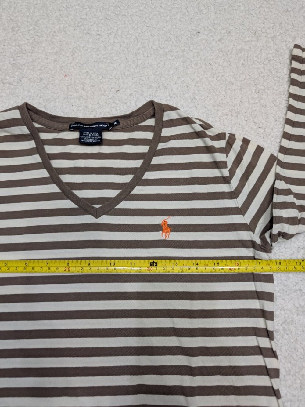 Polo Ralph Lauren Sport Striped V Neck Long Sleeve Top M - Picture 6 of 6